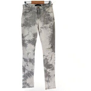 J BRAND JEANS 8112 Mid-Rise Rail FAME Tie Dye Skinny Size 25 (25x31")‎ Gray Moto